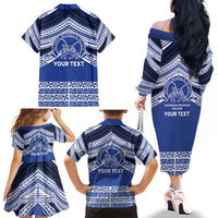 Personalised Tonga Taufa'ahau Pilolevu College Family Matching Off The Shoulder Long Sleeve Dress and Hawaiian Shirt Polynesian Ngatu Tribal