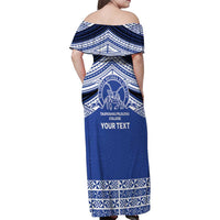 Personalised Tonga Taufa'ahau Pilolevu College Family Matching Off Shoulder Maxi Dress and Hawaiian Shirt Polynesian Ngatu Tribal