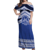 Personalised Tonga Taufa'ahau Pilolevu College Off Shoulder Maxi Dress Polynesian Ngatu Tribal