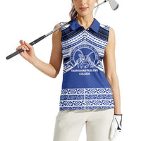 Personalised Tonga Taufa'ahau Pilolevu College Women Sleeveless Polo Shirt Polynesian Ngatu Tribal