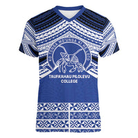 Personalised Tonga Taufa'ahau Pilolevu College Women V-Neck T-Shirt Polynesian Ngatu Tribal
