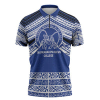Personalised Tonga Taufa'ahau Pilolevu College Zipper Polo Shirt Polynesian Ngatu Tribal - Polynesian Pride