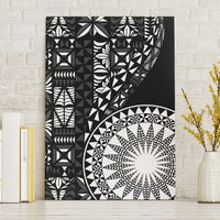 Black Tongan Ngatu Fonulei Pattern Canvas Wall Art