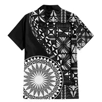 Black Tongan Ngatu Fonulei Pattern Family Matching Mermaid Dress and Hawaiian Shirt