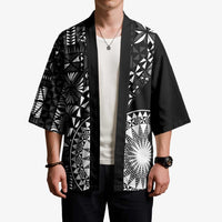 Black Tongan Ngatu Fonulei Pattern Kimono - Polynesian Pride