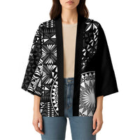 Black Tongan Ngatu Fonulei Pattern Kimono - Polynesian Pride