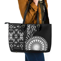 Black Tongan Ngatu Fonulei Pattern Leather Tote Bag