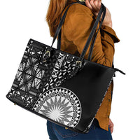 Black Tongan Ngatu Fonulei Pattern Leather Tote Bag