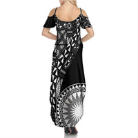 Black Tongan Ngatu Fonulei Pattern Summer Maxi Dress