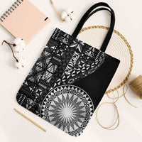 Black Tongan Ngatu Fonulei Pattern Tote Bag - Polynesian Pride
