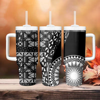 Black Tongan Ngatu Fonulei Pattern Tumbler With Handle