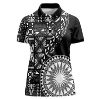 Black Tongan Ngatu Fonulei Pattern Women Polo Shirt