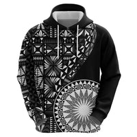 Black Tongan Ngatu Fonulei Pattern Zip Hoodie