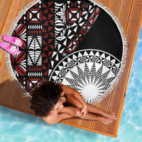 Red Tongan Ngatu Fonulei Pattern Beach Blanket