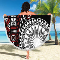 Red Tongan Ngatu Fonulei Pattern Beach Blanket