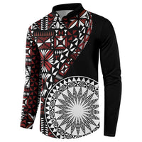 Red Tongan Ngatu Fonulei Pattern Button Sweatshirt