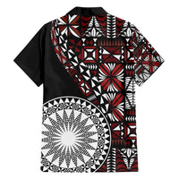 Red Tongan Ngatu Fonulei Pattern Family Matching Summer Maxi Dress and Hawaiian Shirt