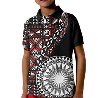 Red Tongan Ngatu Fonulei Pattern Kid Polo Shirt