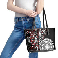 Red Tongan Ngatu Fonulei Pattern Leather Tote Bag