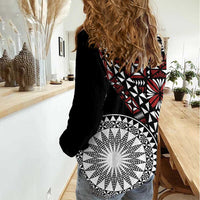 Red Tongan Ngatu Fonulei Pattern Women Casual Shirt