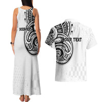 Hawaii and Japanese Culture Personalised Couples Matching Tank Maxi Dress and Hawaiian Shirt With Polynesian Tribal Tattoo Style