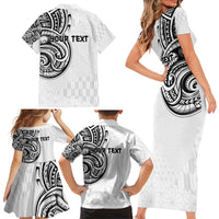Hawaii and Japanese Culture Personalised Family Matching Short Sleeve Bodycon Dress and Hawaiian Shirt With Polynesian Tribal Tattoo Style