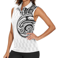 Hawaii and Japanese Culture Personalised Women Sleeveless Polo Shirt With Polynesian Tribal Tattoo Style