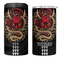 Hawaii and Japanese Oni Mask Personalised 4 in 1 Can Cooler Tumbler Kakau Pattern Dark Art Style