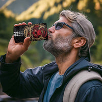 Hawaii and Japanese Oni Mask Personalised 4 in 1 Can Cooler Tumbler Kakau Pattern Dark Art Style