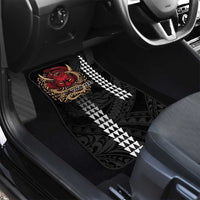 Hawaii and Japanese Oni Mask Personalised Car Mats Kakau Pattern Dark Art Style