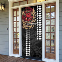 Hawaii and Japanese Oni Mask Personalised Door Cover Kakau Pattern Dark Art Style LT9 - Polynesian Pride