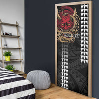 Hawaii and Japanese Oni Mask Personalised Door Cover Kakau Pattern Dark Art Style LT9 - Polynesian Pride