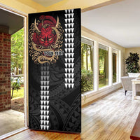 Hawaii and Japanese Oni Mask Personalised Door Cover Kakau Pattern Dark Art Style LT9 - Polynesian Pride