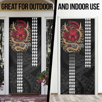 Hawaii and Japanese Oni Mask Personalised Door Cover Kakau Pattern Dark Art Style LT9 - Polynesian Pride