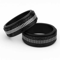 Hawaii and Japanese Oni Mask Spinner Ring Kakau Pattern Dark Art Style LT9