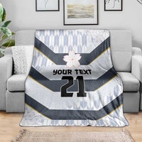 Japan Pacific Rugby 2022-23 Custom Blanket Black Sakura Japanese Wave Pattern