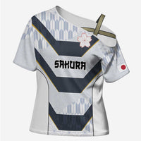 Japan Pacific Rugby 2022-23 Custom Cross Shoulder Shirt Black Sakura Japanese Wave Pattern - Polynesian Pride