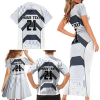 Japan Pacific Rugby 2022-23 Custom Family Matching Short Sleeve Bodycon Dress and Hawaiian Shirt Black Sakura Japanese Wave Pattern