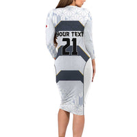 Japan Pacific Rugby 2022-23 Custom Long Sleeve Bodycon Dress Black Sakura Japanese Wave Pattern
