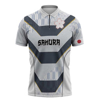 Japan Pacific Rugby 2022-23 Custom Zipper Polo Shirt Black Sakura Japanese Wave Pattern - Polynesian Pride