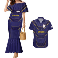 Japan Pacific Rugby 2022-23 Custom Couples Matching Mermaid Dress and Hawaiian Shirt Blue Sakura Japanese Wave Pattern