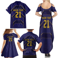 Japan Pacific Rugby 2022-23 Custom Family Matching Summer Maxi Dress and Hawaiian Shirt Blue Sakura Japanese Wave Pattern