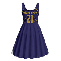 Japan Pacific Rugby 2022-23 Custom Midi Dress Blue Sakura Japanese Wave Pattern - Polynesian Pride