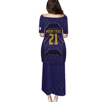 Japan Pacific Rugby 2022-23 Custom Puletasi Blue Sakura Japanese Wave Pattern