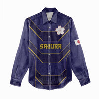 Japan Pacific Rugby 2022-23 Custom Women Casual Shirt Blue Sakura Japanese Wave Pattern