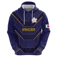 Japan Pacific Rugby 2022-23 Custom Zip Hoodie Blue Sakura Japanese Wave Pattern