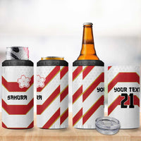 Japan Pacific Rugby 2022-23 Custom 4 in 1 Can Cooler Tumbler Red Sakura Japanese Wave Pattern