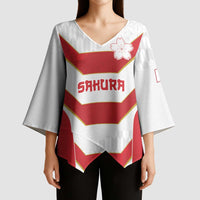 Japan Pacific Rugby 2022-23 Custom Kimono Sleeve Blouse Red Sakura Japanese Wave Pattern - Polynesian Pride