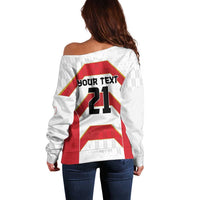 Japan Pacific Rugby 2022-23 Custom Off Shoulder Sweater Red Sakura Japanese Wave Pattern