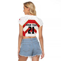 Japan Pacific Rugby 2022-23 Custom Raglan Cropped T Shirt Red Sakura Japanese Wave Pattern